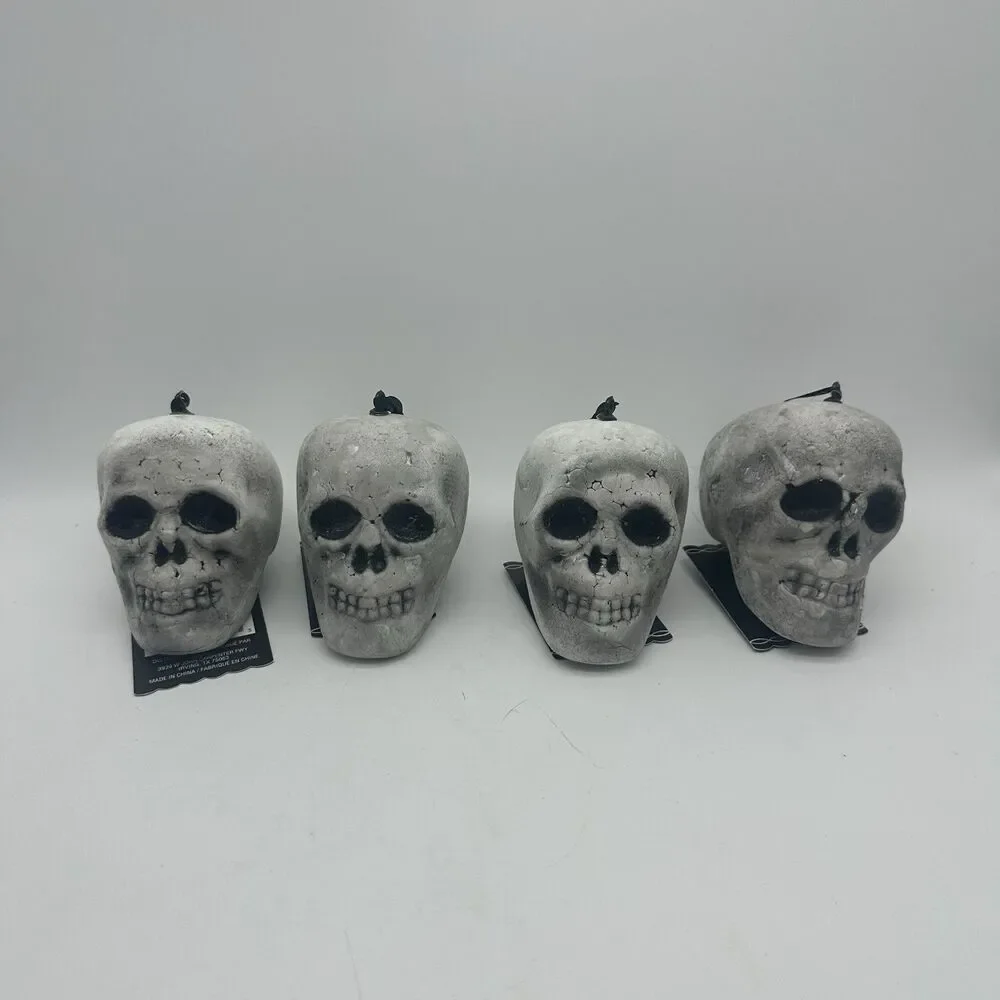 7 Pc Halloween Skull Head Ornaments Lot Creepy Clown Skeleton Decor